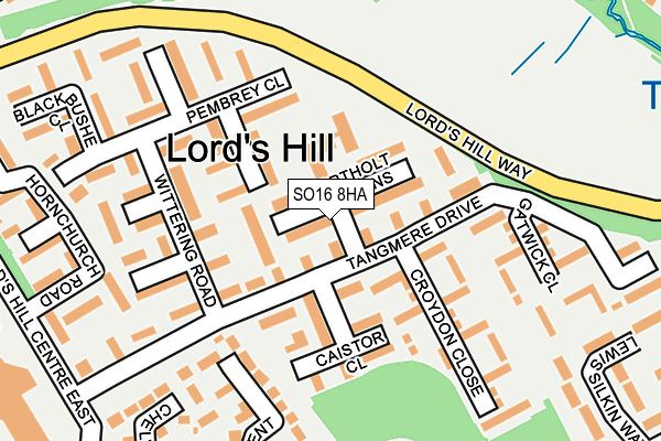 SO16 8HA map - OS OpenMap – Local (Ordnance Survey)