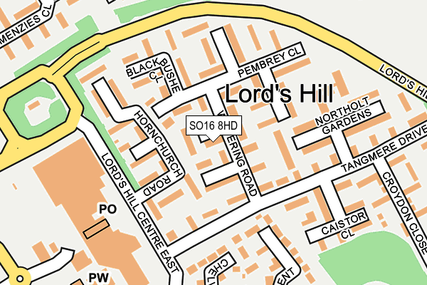 SO16 8HD map - OS OpenMap – Local (Ordnance Survey)