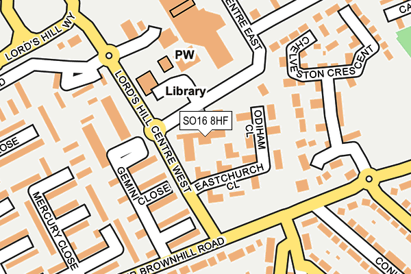 SO16 8HF map - OS OpenMap – Local (Ordnance Survey)