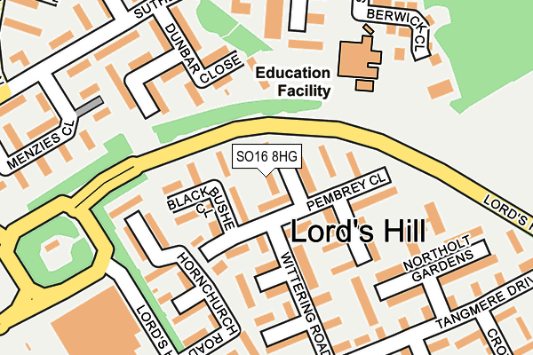 SO16 8HG map - OS OpenMap – Local (Ordnance Survey)