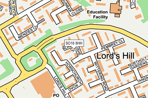 SO16 8HH map - OS OpenMap – Local (Ordnance Survey)