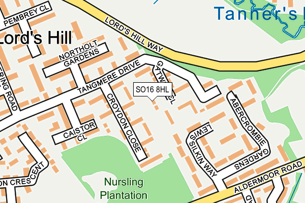 SO16 8HL map - OS OpenMap – Local (Ordnance Survey)