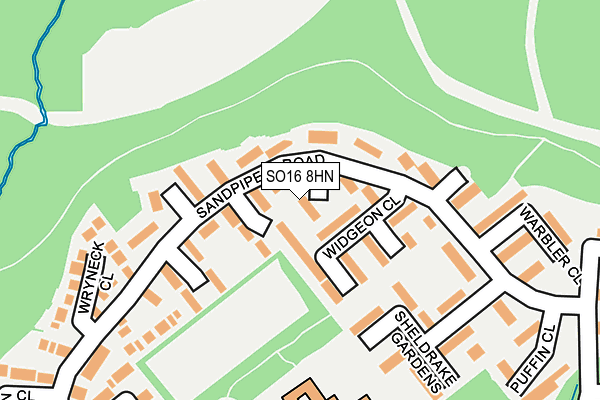 SO16 8HN map - OS OpenMap – Local (Ordnance Survey)