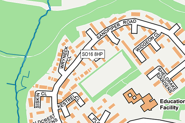 SO16 8HP map - OS OpenMap – Local (Ordnance Survey)