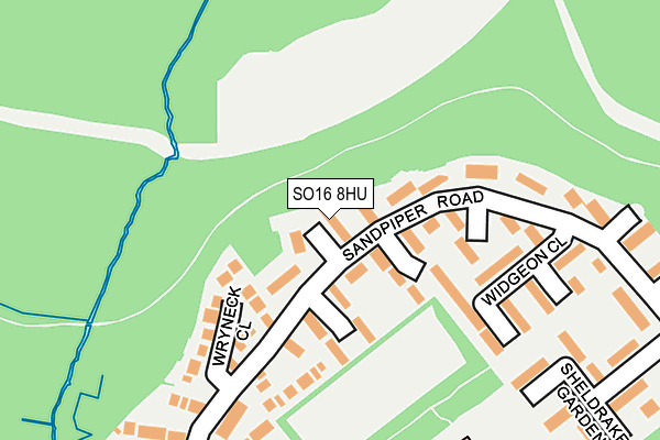 SO16 8HU map - OS OpenMap – Local (Ordnance Survey)