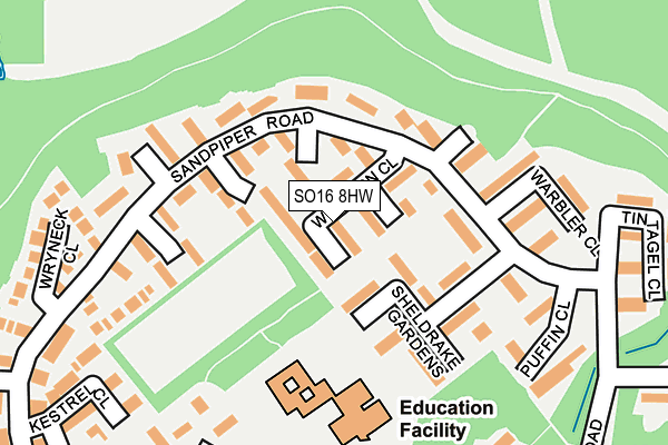 SO16 8HW map - OS OpenMap – Local (Ordnance Survey)