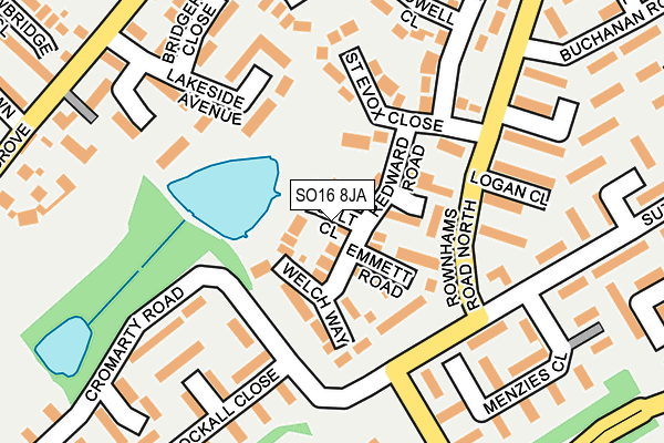 SO16 8JA map - OS OpenMap – Local (Ordnance Survey)