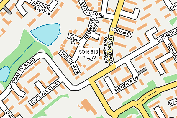 SO16 8JB map - OS OpenMap – Local (Ordnance Survey)