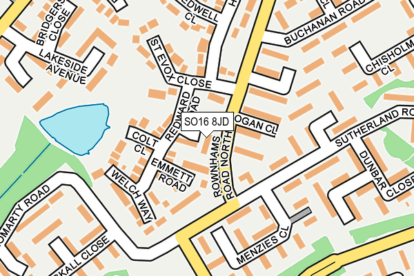 SO16 8JD map - OS OpenMap – Local (Ordnance Survey)