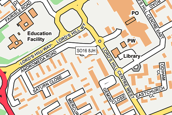 SO16 8JH map - OS OpenMap – Local (Ordnance Survey)