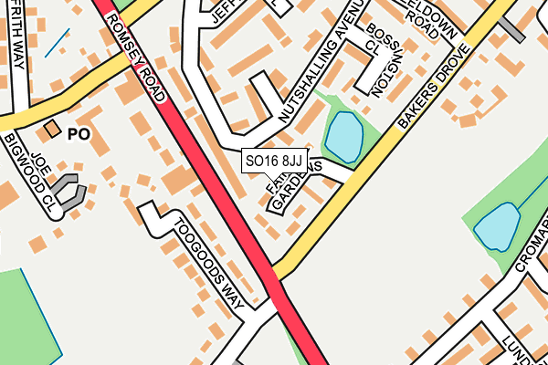 SO16 8JJ map - OS OpenMap – Local (Ordnance Survey)