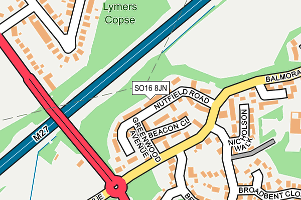 SO16 8JN map - OS OpenMap – Local (Ordnance Survey)