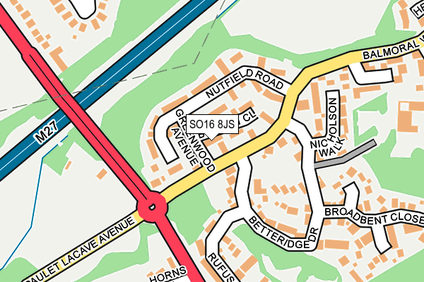 SO16 8JS map - OS OpenMap – Local (Ordnance Survey)