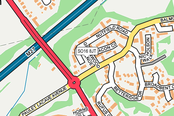 SO16 8JT map - OS OpenMap – Local (Ordnance Survey)