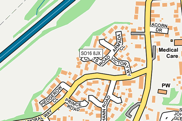 SO16 8JX map - OS OpenMap – Local (Ordnance Survey)