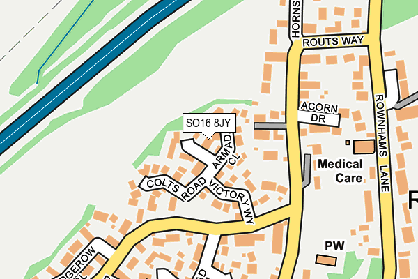 SO16 8JY map - OS OpenMap – Local (Ordnance Survey)