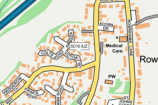 SO16 8JZ map - OS OpenMap – Local (Ordnance Survey)