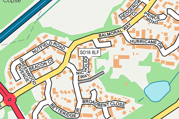 SO16 8LF map - OS OpenMap – Local (Ordnance Survey)