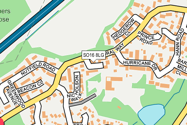 SO16 8LG map - OS OpenMap – Local (Ordnance Survey)