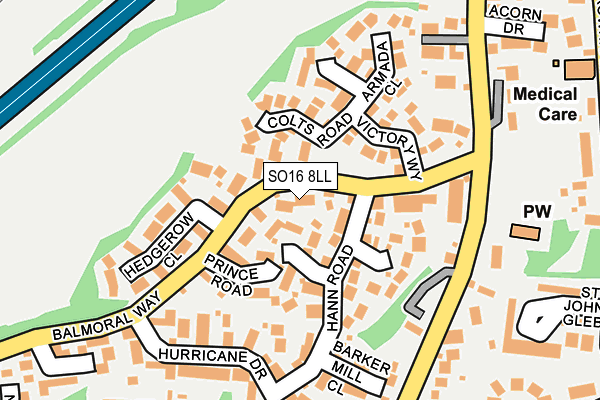 SO16 8LL map - OS OpenMap – Local (Ordnance Survey)