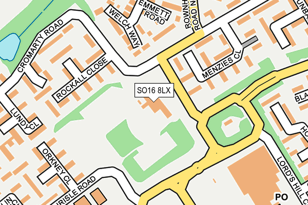 SO16 8LX map - OS OpenMap – Local (Ordnance Survey)