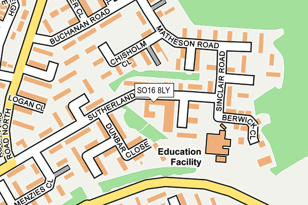 SO16 8LY map - OS OpenMap – Local (Ordnance Survey)