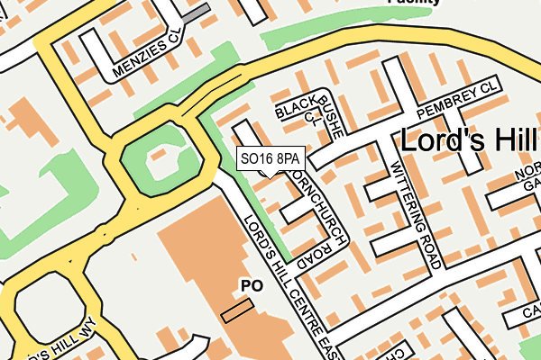 SO16 8PA map - OS OpenMap – Local (Ordnance Survey)