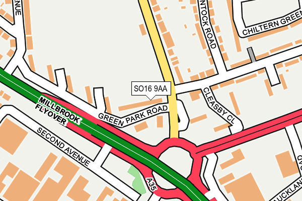SO16 9AA map - OS OpenMap – Local (Ordnance Survey)