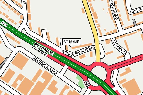 SO16 9AB map - OS OpenMap – Local (Ordnance Survey)