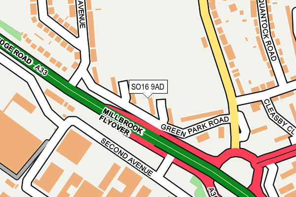 SO16 9AD map - OS OpenMap – Local (Ordnance Survey)