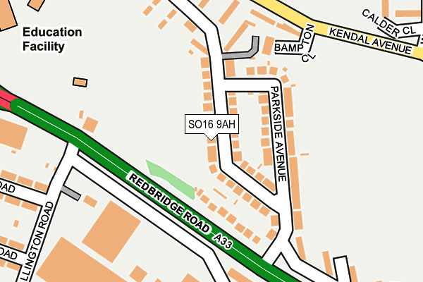 SO16 9AH map - OS OpenMap – Local (Ordnance Survey)