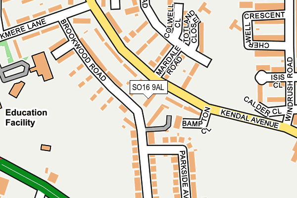 SO16 9AL map - OS OpenMap – Local (Ordnance Survey)