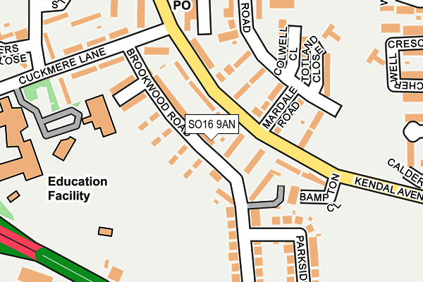 SO16 9AN map - OS OpenMap – Local (Ordnance Survey)