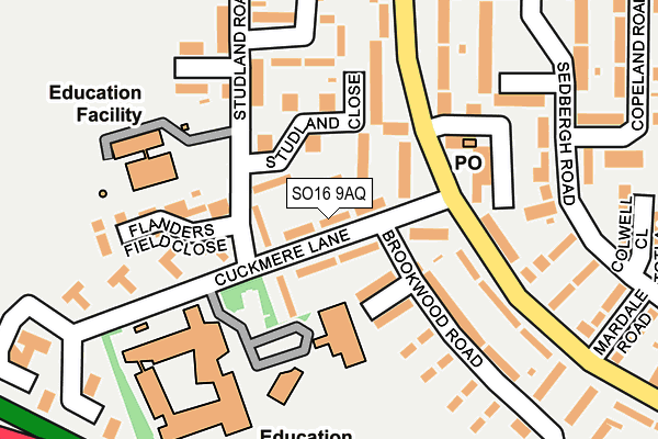 SO16 9AQ map - OS OpenMap – Local (Ordnance Survey)