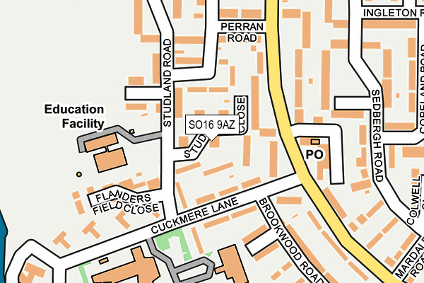 SO16 9AZ map - OS OpenMap – Local (Ordnance Survey)