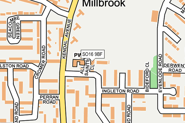 SO16 9BF map - OS OpenMap – Local (Ordnance Survey)