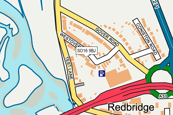 SO16 9BJ map - OS OpenMap – Local (Ordnance Survey)