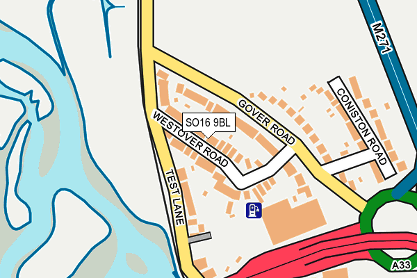 SO16 9BL map - OS OpenMap – Local (Ordnance Survey)