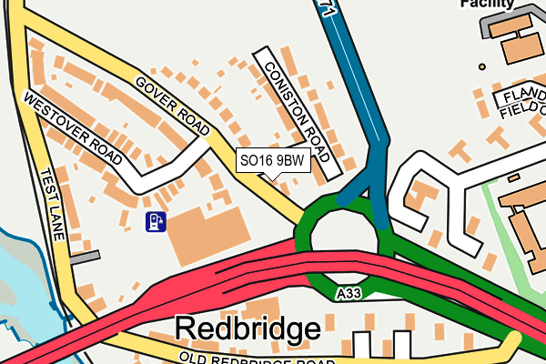 SO16 9BW map - OS OpenMap – Local (Ordnance Survey)