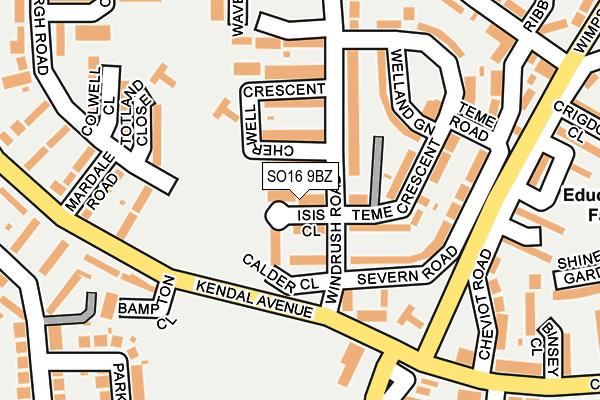 SO16 9BZ map - OS OpenMap – Local (Ordnance Survey)