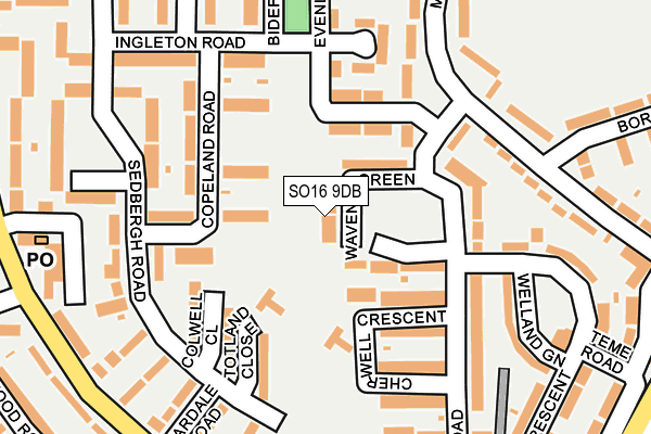 SO16 9DB map - OS OpenMap – Local (Ordnance Survey)