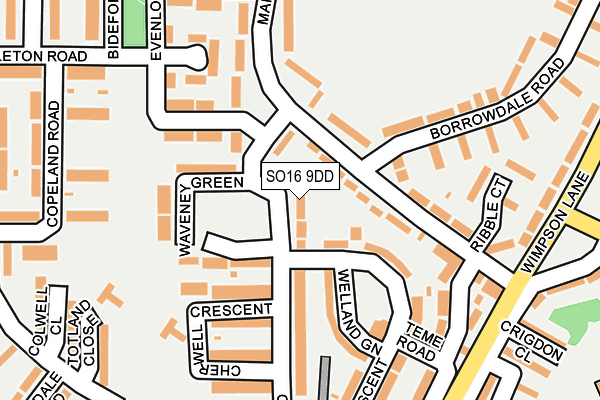 SO16 9DD map - OS OpenMap – Local (Ordnance Survey)