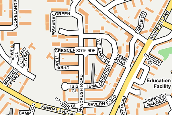 SO16 9DE map - OS OpenMap – Local (Ordnance Survey)