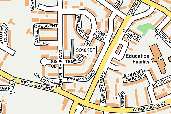 SO16 9DF map - OS OpenMap – Local (Ordnance Survey)