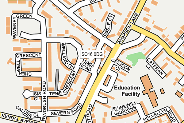 SO16 9DG map - OS OpenMap – Local (Ordnance Survey)