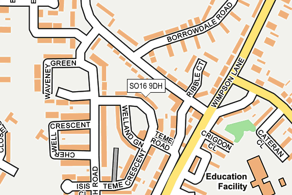 SO16 9DH map - OS OpenMap – Local (Ordnance Survey)