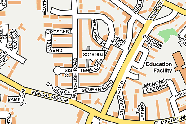 SO16 9DJ map - OS OpenMap – Local (Ordnance Survey)