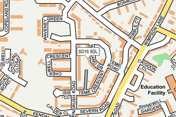 SO16 9DL map - OS OpenMap – Local (Ordnance Survey)