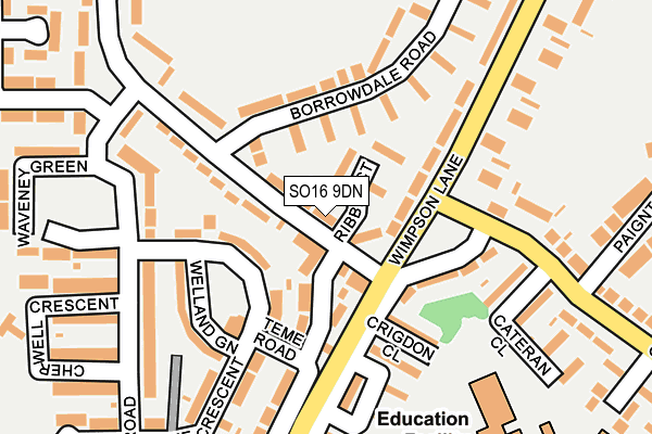 SO16 9DN map - OS OpenMap – Local (Ordnance Survey)