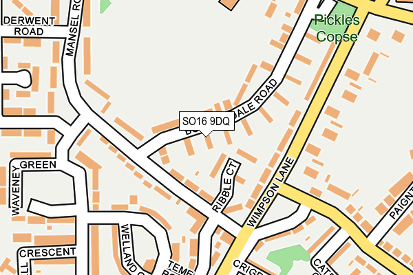 SO16 9DQ map - OS OpenMap – Local (Ordnance Survey)